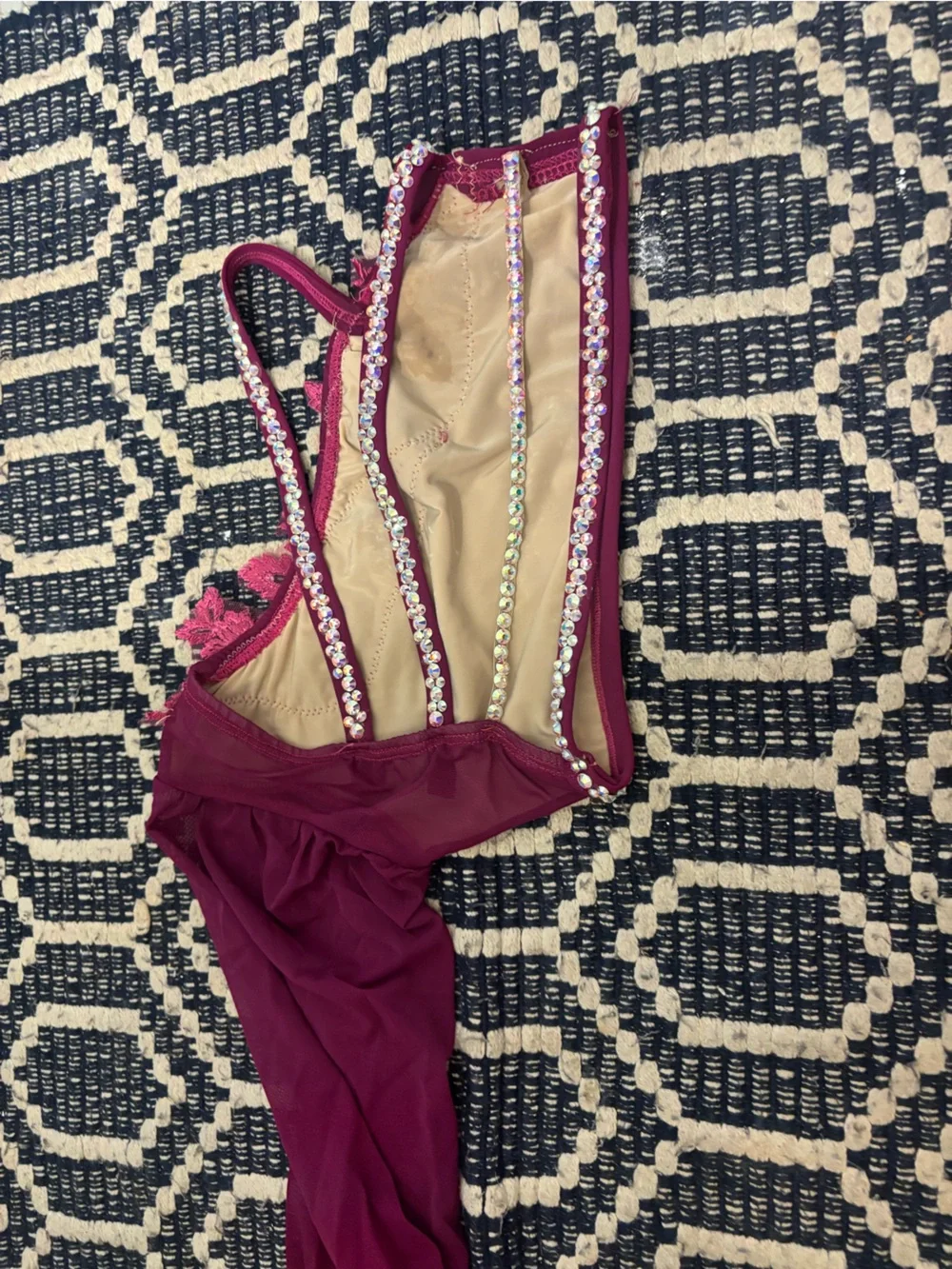 Custom two piece lyrical costume in Merlot